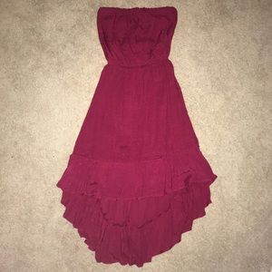 Bohemian Strapless Casual Maroon Dress
